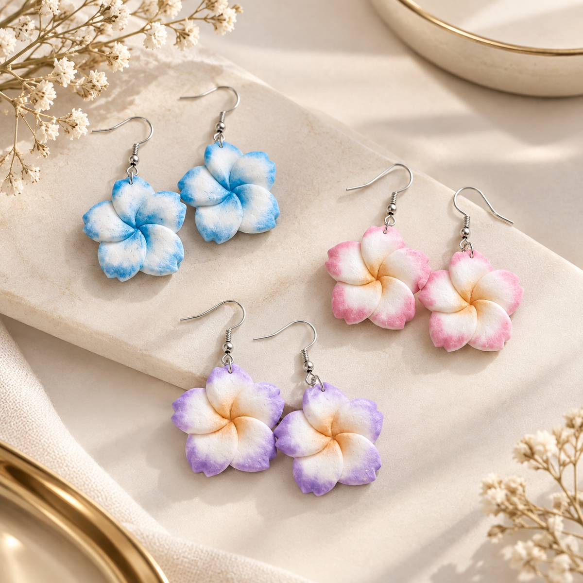 Boucles d'oreilles Plumeria