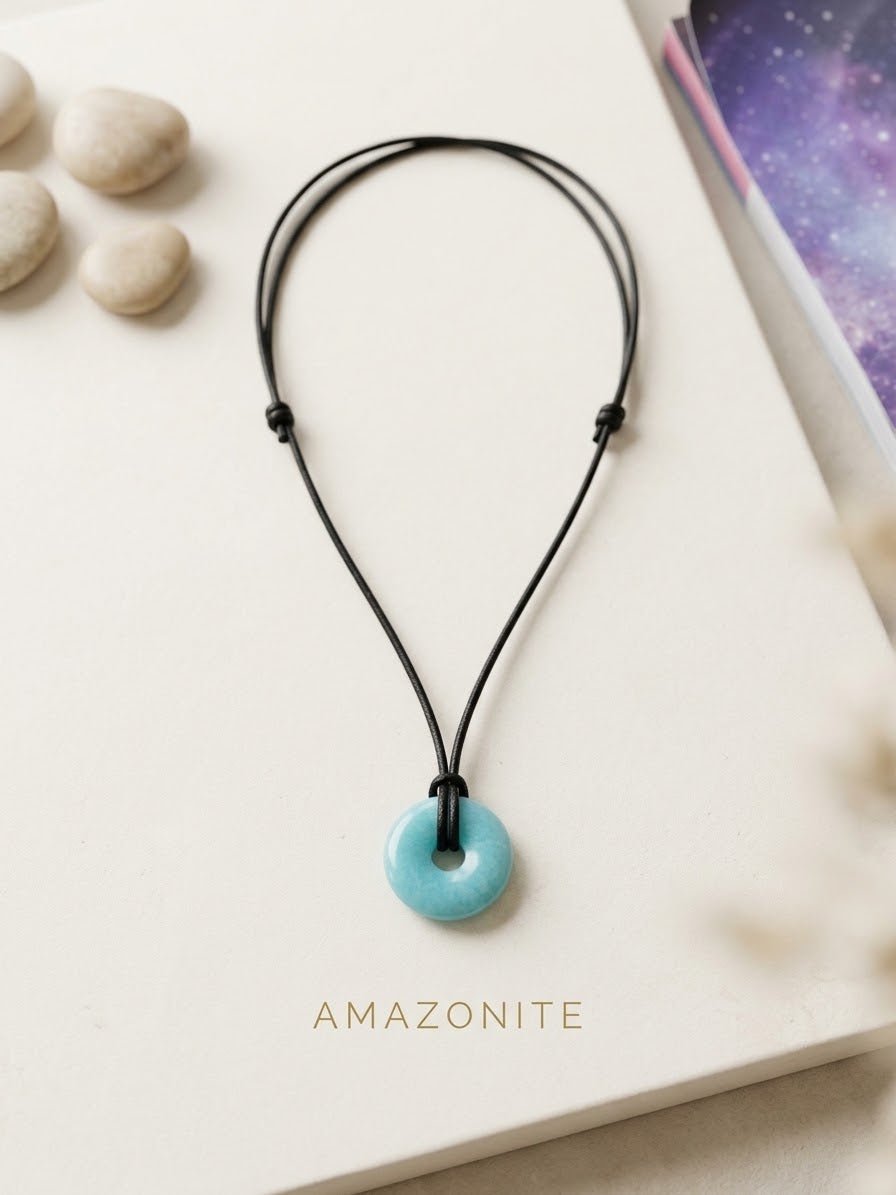 Collier pierre naturelle donuts
