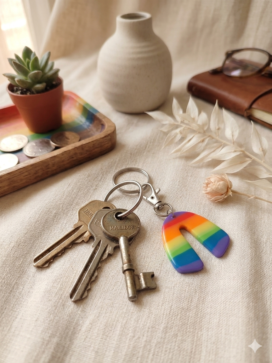 Porte-clé arc en ciel
