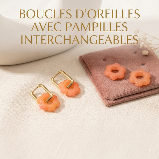 Boucles d'oreilles interchangables Fleur